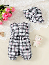 New Baby Girl Bow Plaid Jumpsuit