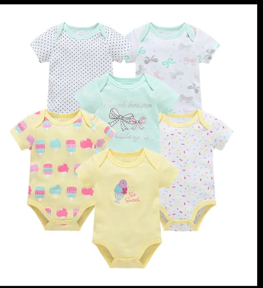 6 pcs Summer onesie unisex 3-6M